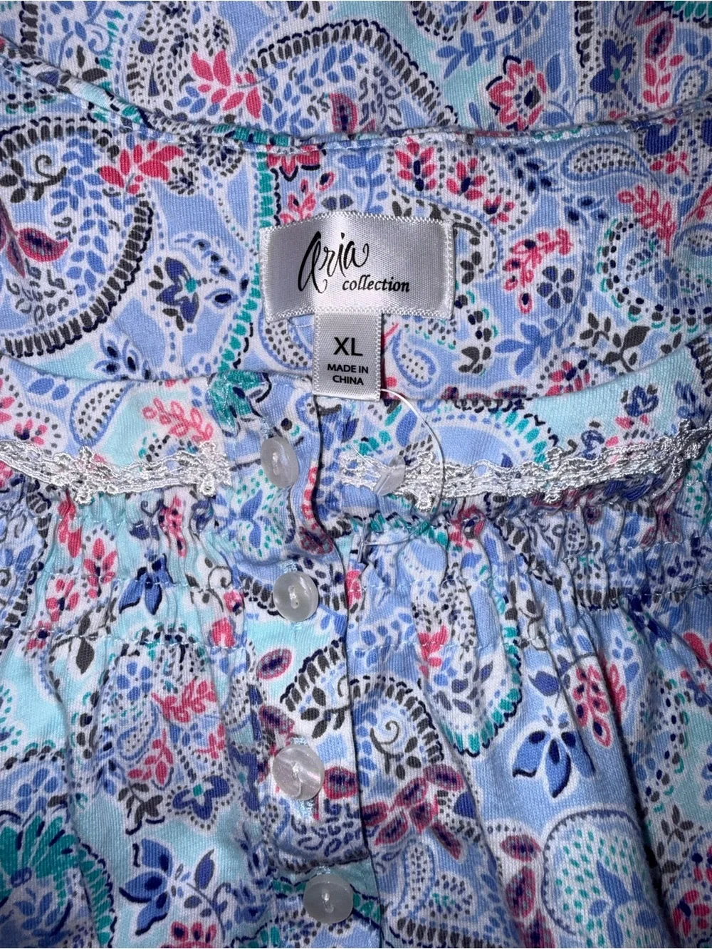 831-Aria Multicolor Paisley Short Sleeve Nightgown
